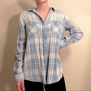 Boyfriend shirt, blue and white plaid